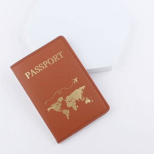 Leather Passport Cover with Simple Plane