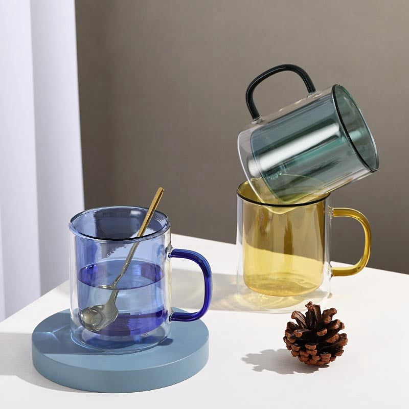 Modern & Colorful Double Wall Glass Mug