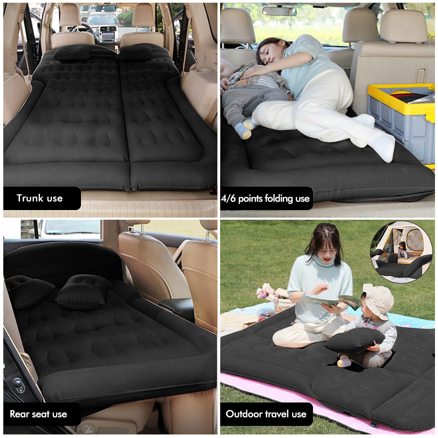 Inflatable Car Air Mattress and Travel Bed for Roadtrips and Camping