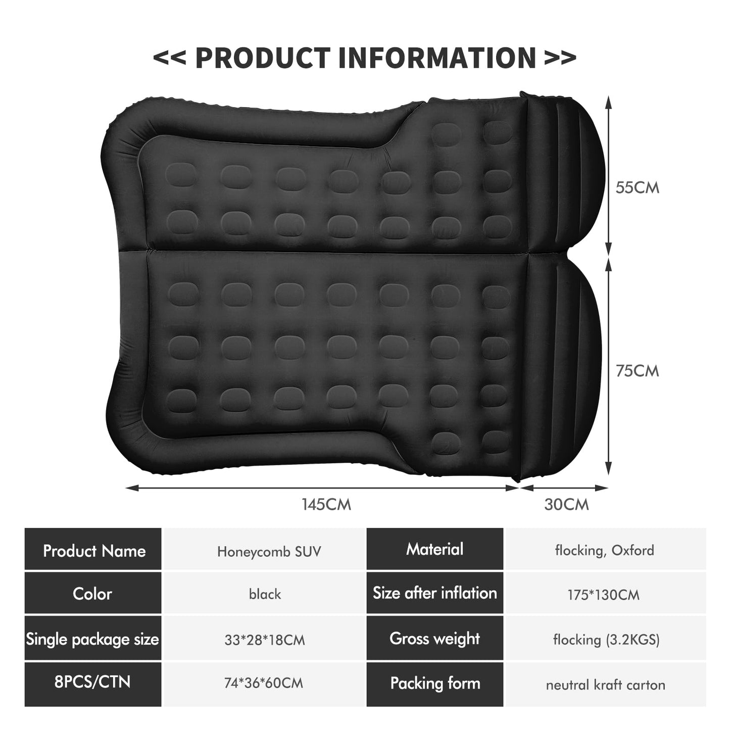 Inflatable Car Air Mattress and Travel Bed for Roadtrips and Camping