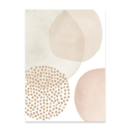 Modern Abstract Geometric, Beige, Pink, and Grey - Watercolor Wall Art