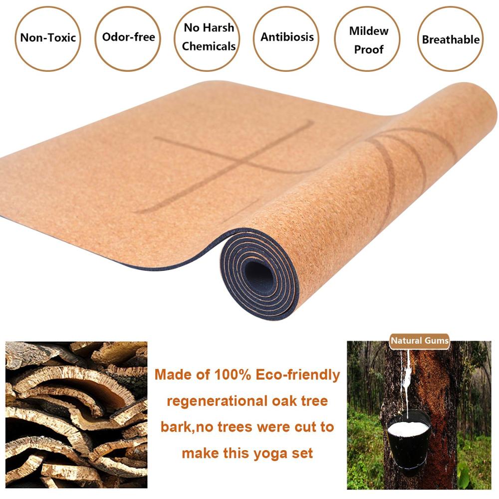 Organic Cork Yoga mat Set with Natural Rubber and Matching Yoga Bag