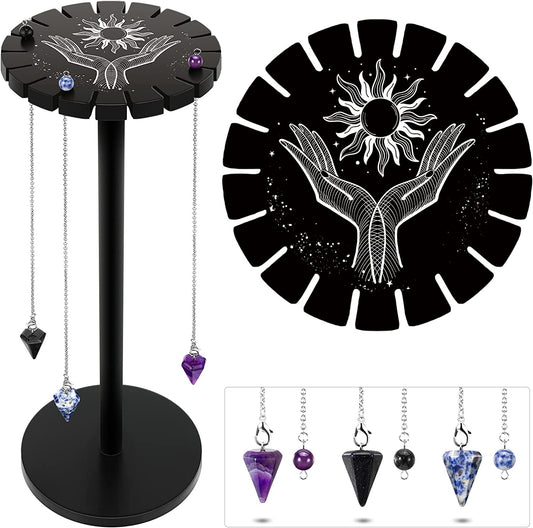 Pendulum Crystal Display Stand With Hand & Sun