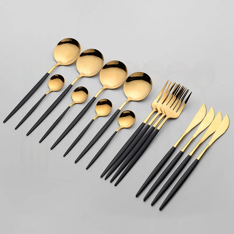 16PC Modern Gold Set - Stainless Steel Cutlery