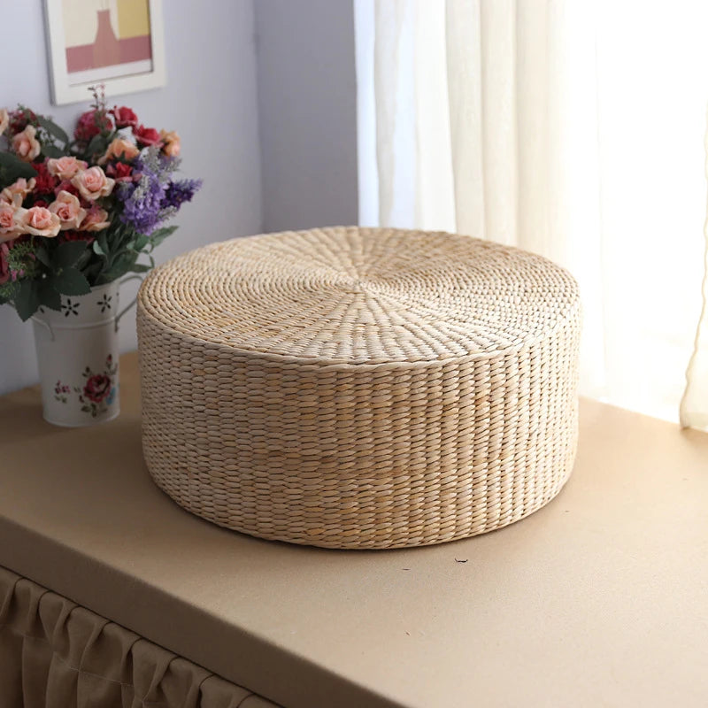 Straw Pouf Seat for Meditation or Additional Living Seating