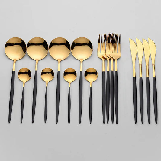16PC Modern Gold Set - Stainless Steel Cutlery