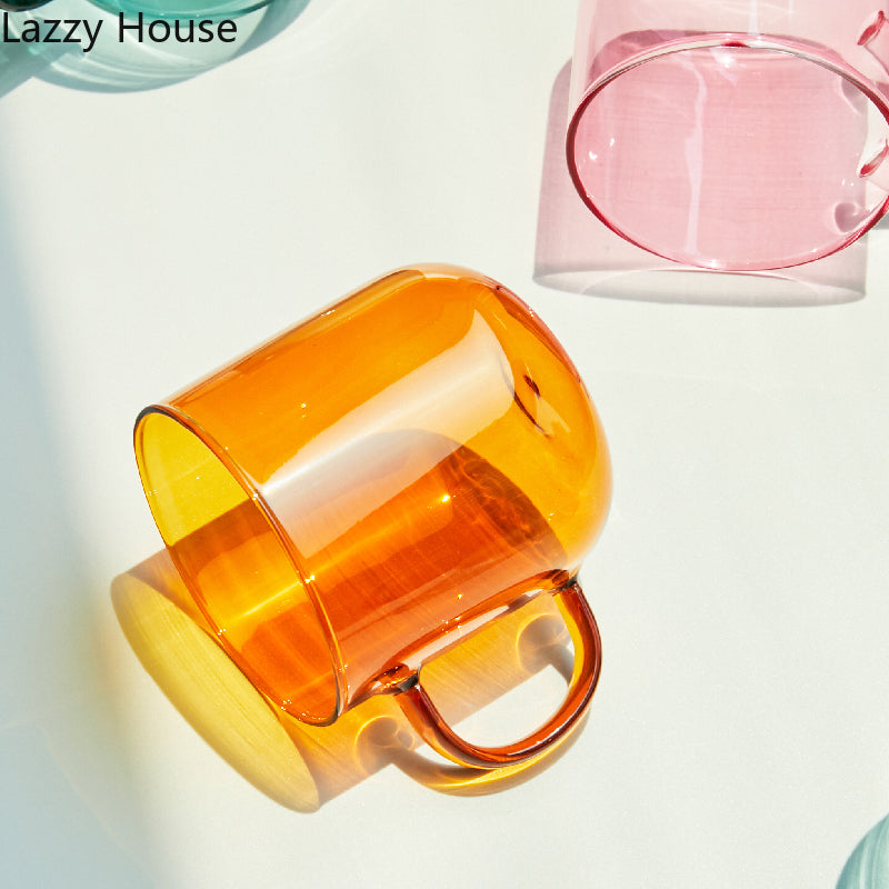 Modern & Colorful Single Wall Coffee Glass Mug (Heat Resistant)