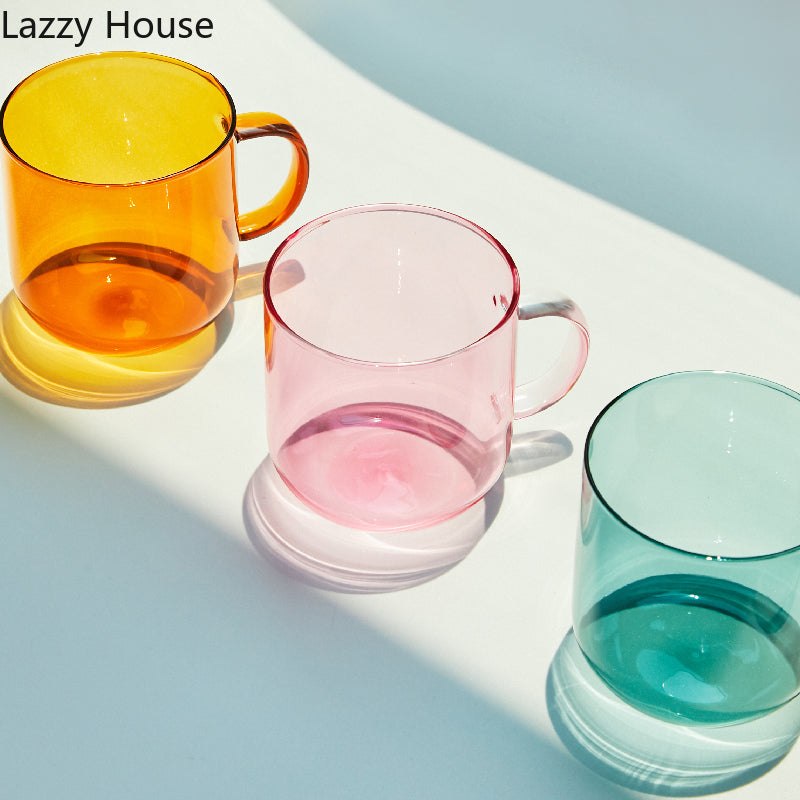 Modern & Colorful Single Wall Coffee Glass Mug (Heat Resistant)