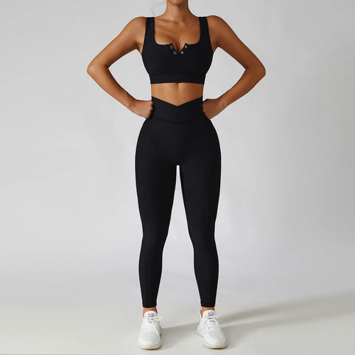Seamless Women's Tracksuit Set with Snap Top