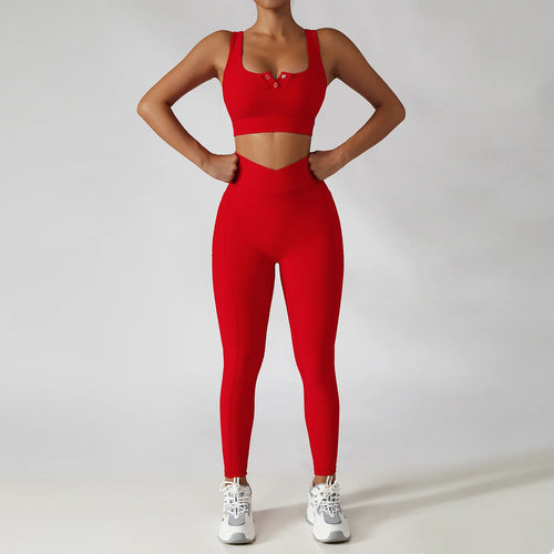 Seamless Women's Tracksuit Set with Snap Top