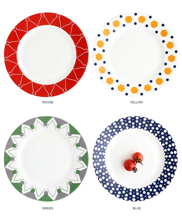 Modern Ceramic 4pcs Plate Set (8 inch) One of Each Color