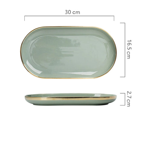 Modern Solid Color, Gold Rimmed Dish Set (Sold Separately)