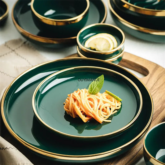 Green Ceramic Phnom Penh Plate Steak Food Plate Nordic Style Tableware