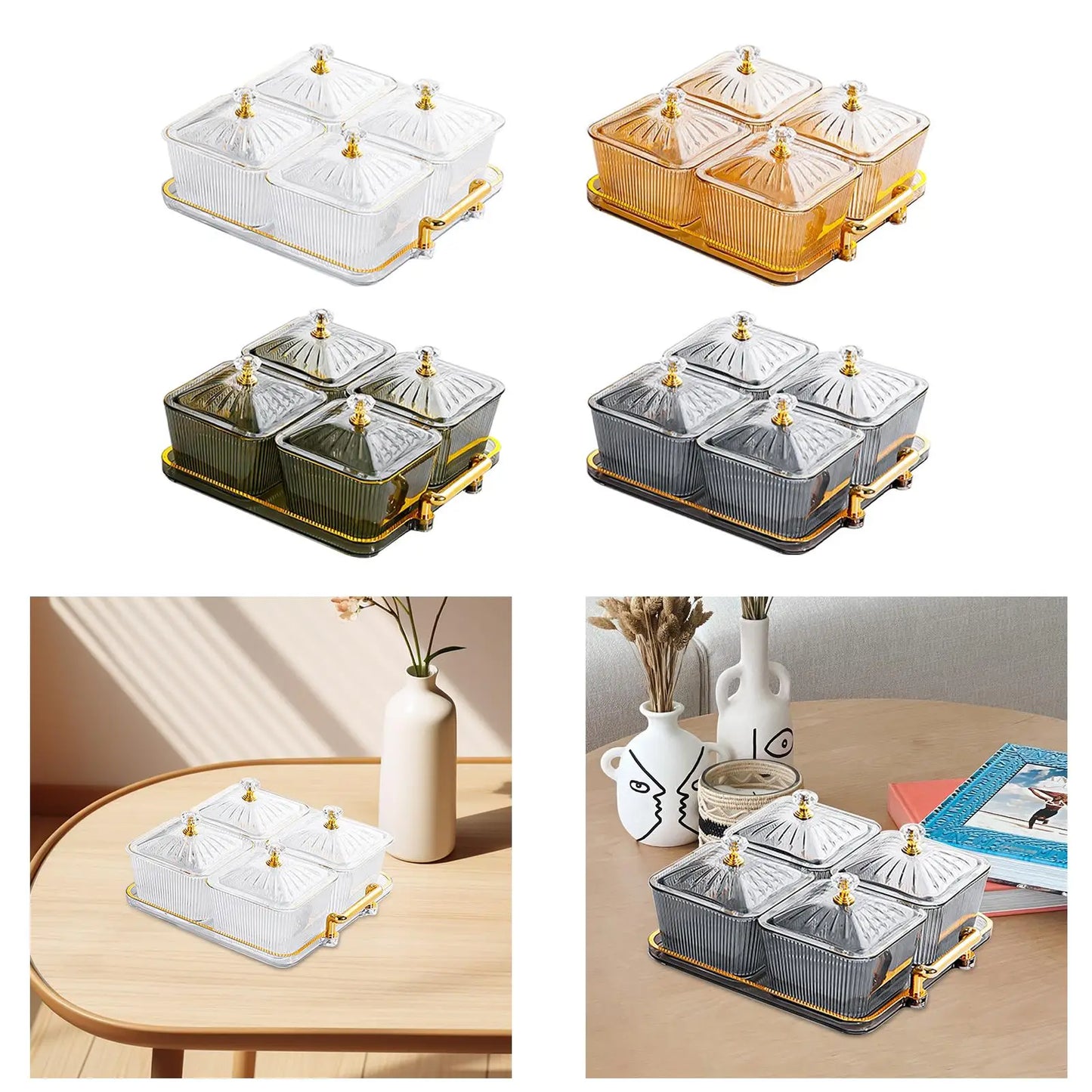 Modern Divided Serving Dishes with Tray