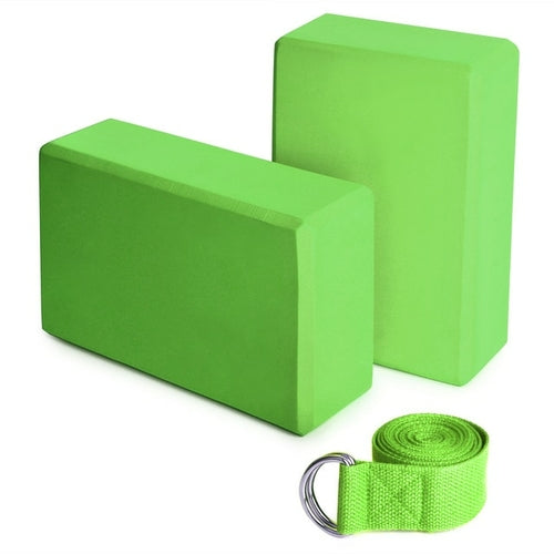 2 Pack Foam Yoga Blocks with Yoga Strap