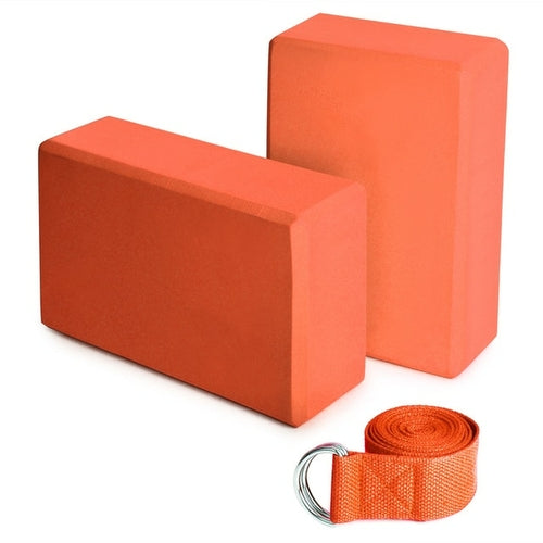 2 Pack Foam Yoga Blocks with Yoga Strap