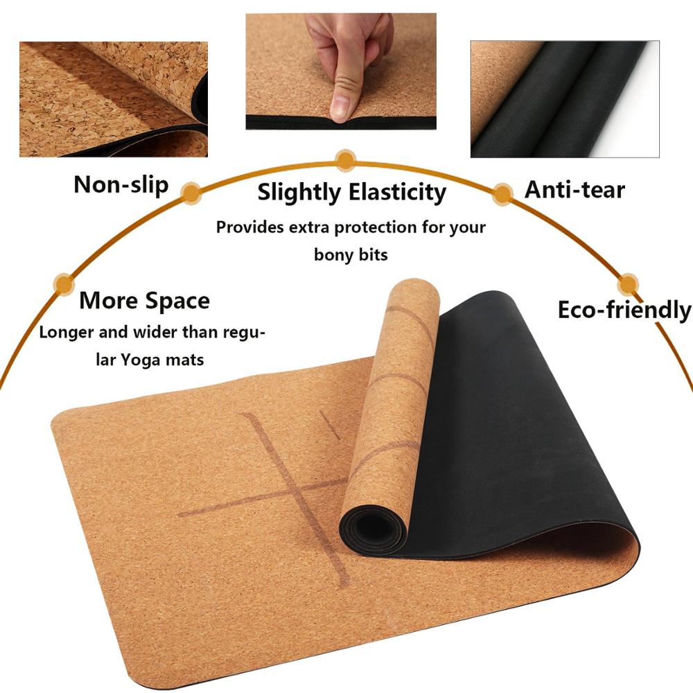 Organic Cork Yoga mat Set with Natural Rubber and Matching Yoga Bag