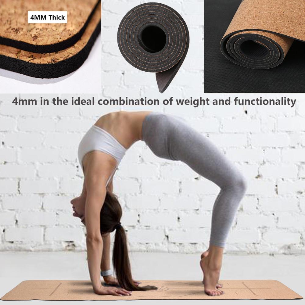 Organic Cork Yoga mat Set with Natural Rubber and Matching Yoga Bag