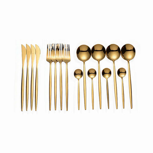 16PC Modern Gold Set - Stainless Steel Cutlery