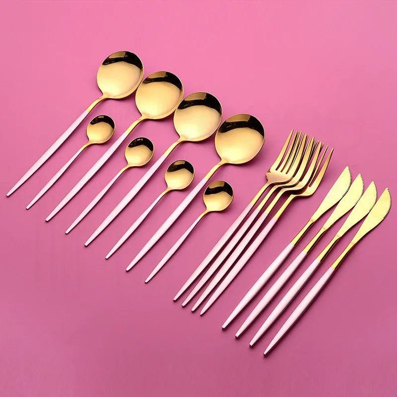 16PC Modern Gold Set - Stainless Steel Cutlery