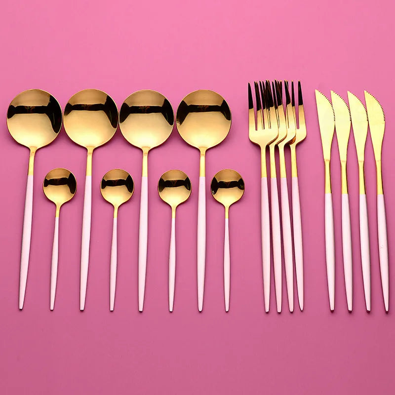 16PC Modern Gold Set - Stainless Steel Cutlery