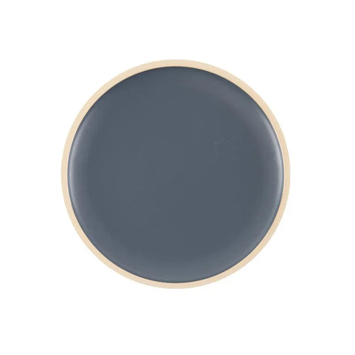 Modern Glazed Dinner Plates with Tan Rim (Sold Separately)