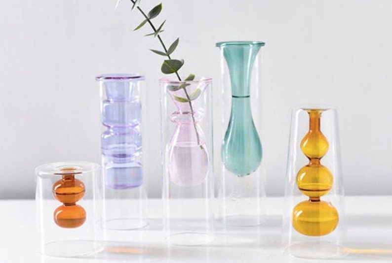 Tall Bubble Glass Vases