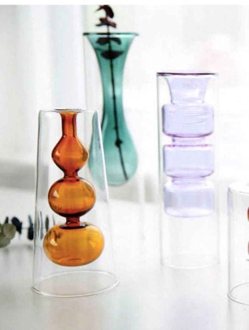 Tall Bubble Glass Vases