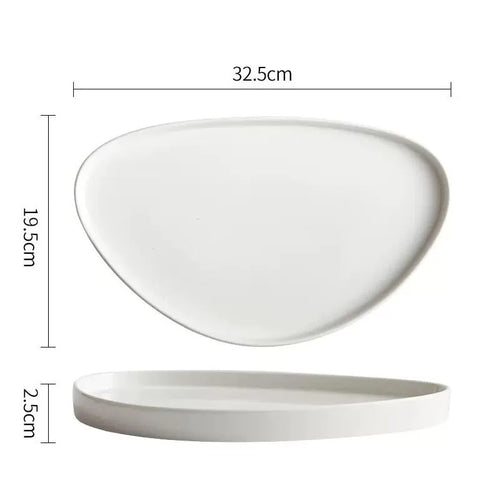 European Ceramic Oval Plate - Hand Frosted