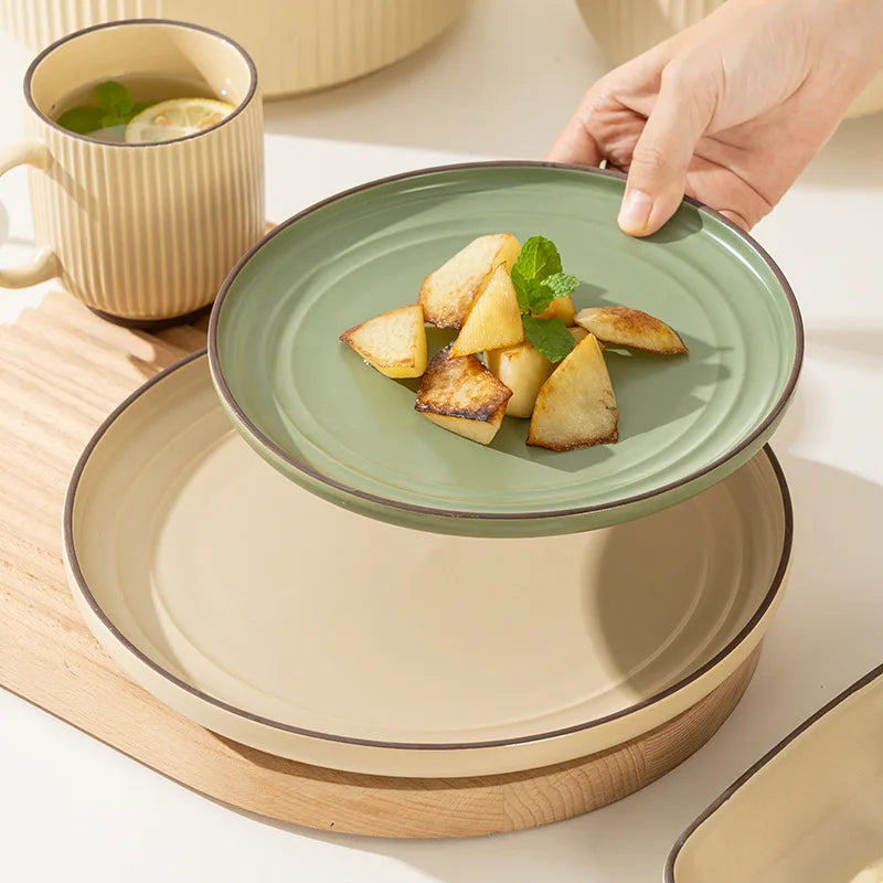 Modern Creative Ceramic Ribbed Dish Set (Sold Seperately)