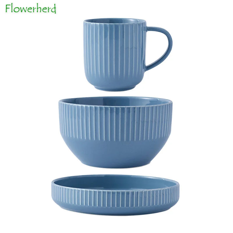 Nordic Morandi Striped Ceramic Dish Set (Sold Separately)