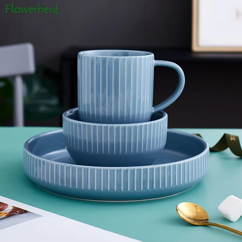 Nordic Morandi Striped Ceramic Dish Set (Sold Separately)