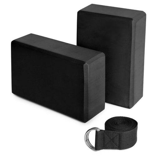 2 Pack Foam Yoga Blocks with Yoga Strap