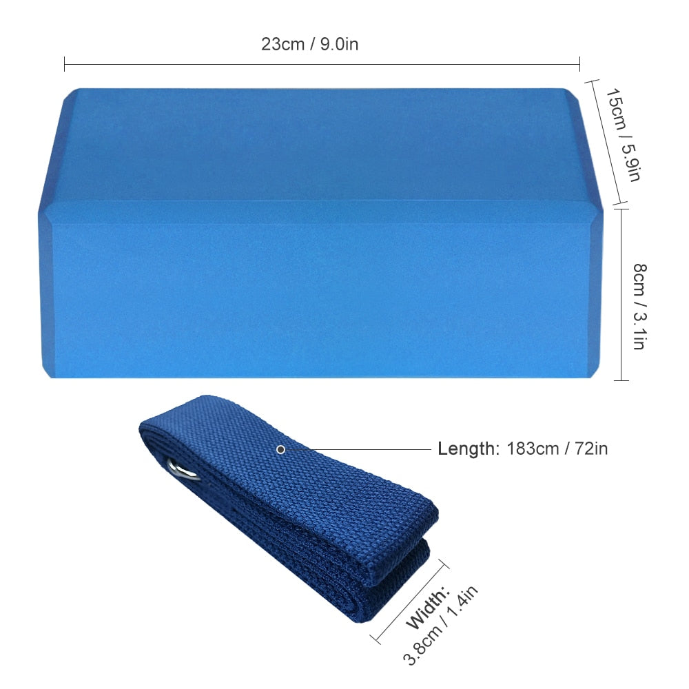 2 Pack Foam Yoga Blocks with Yoga Strap